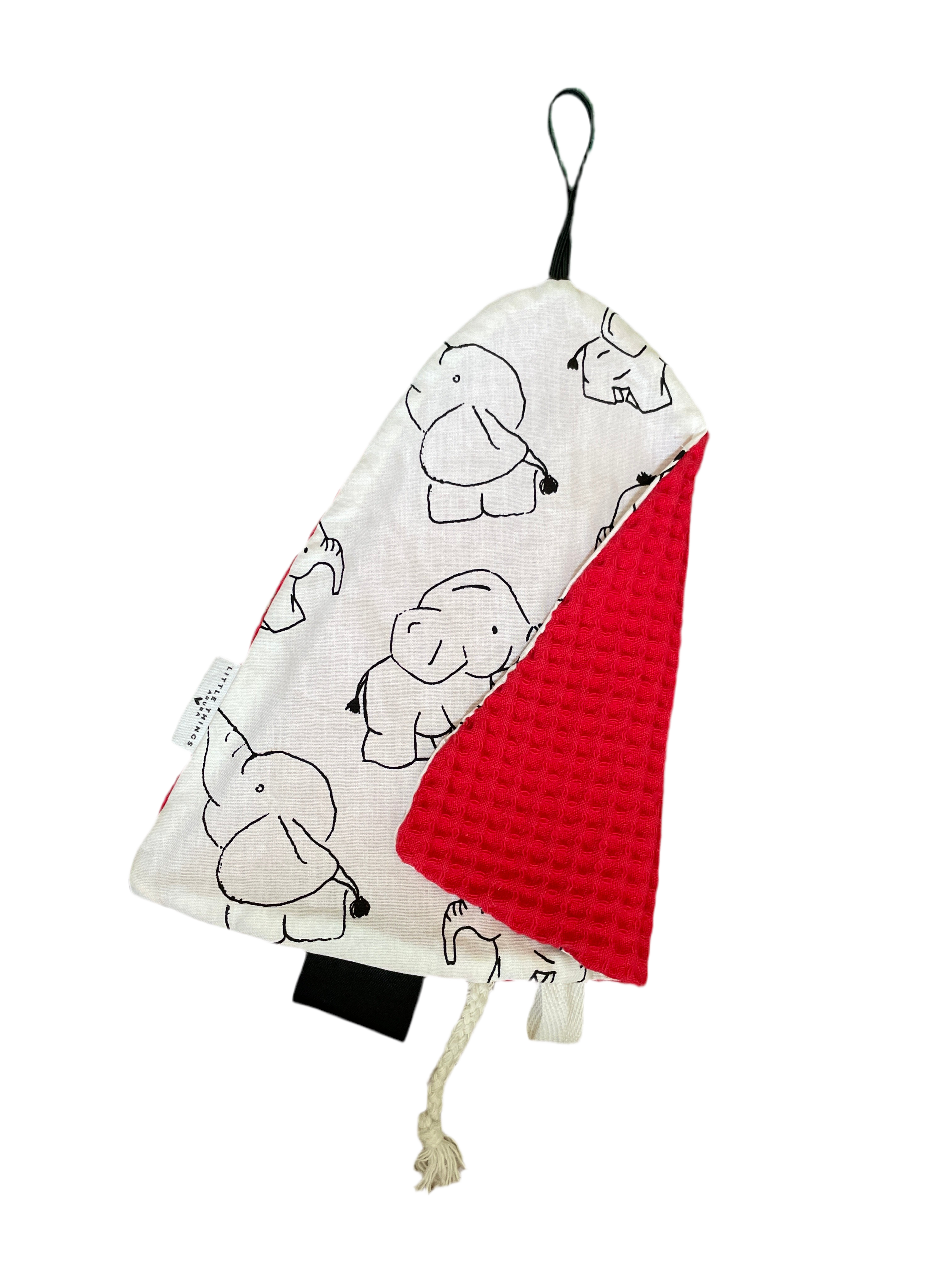 Pacifier Cloth Red/ Elephants